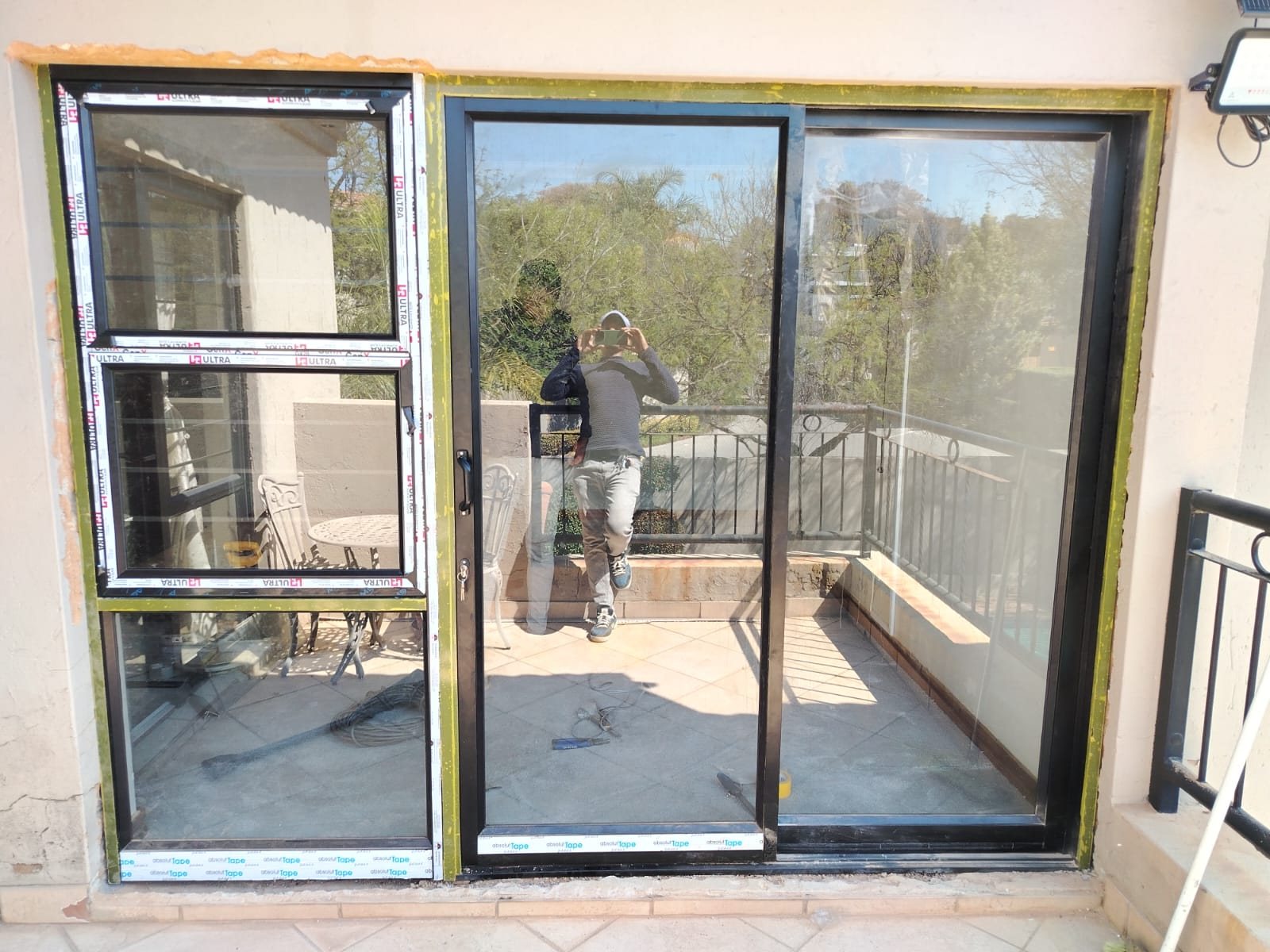 Aluminium window and sliding door installed together